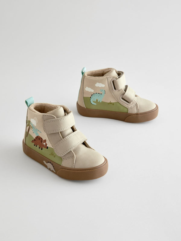 Neutral Dinosaur Wide Fit (G) Warm Lined Touch Fastening Boots