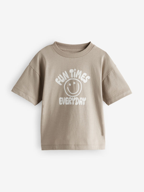Neutral Fun Times Simple Short Sleeve T-Shirt (3mths-7yrs)