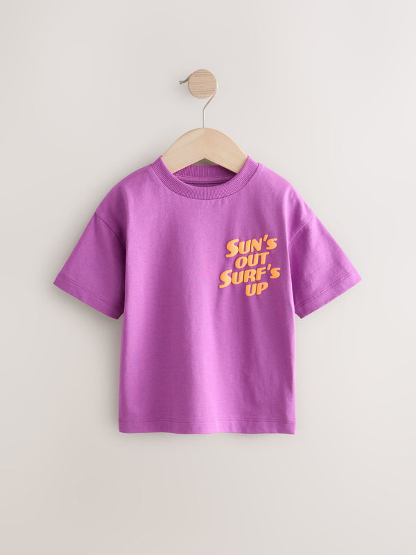 Magenta Pink Slogan Simple Short Sleeve T-Shirt (3mths-7yrs)