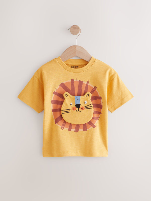 Mustard Yellow Short Sleeve Interactive Appliqué T-Shirt (3mths-7yrs)