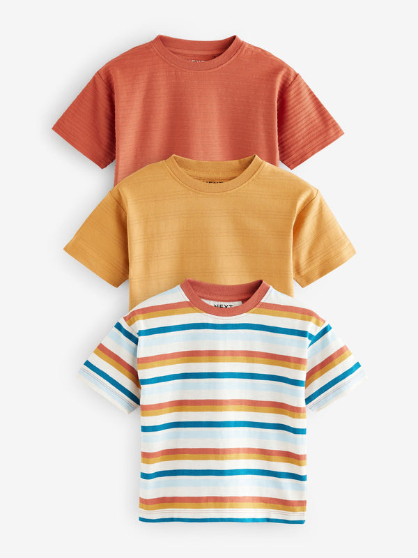 Orange Short Sleeve Textured T-Shirts 3 Pack (3mths-7yrs)