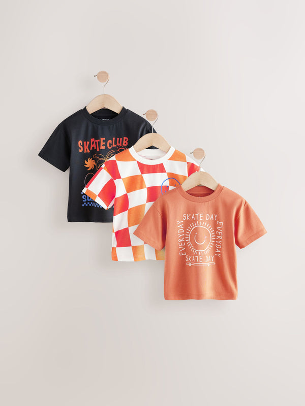 Mid Orange Short Sleeve 100% Cotton T-Shirts 3 Pack (3mths-7yrs)