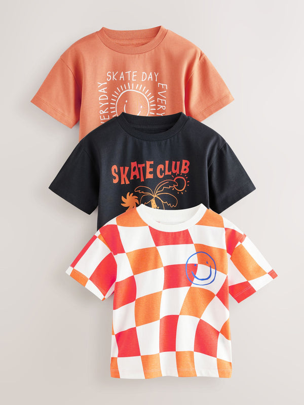 Mid Orange Short Sleeve T-Shirts 3 Pack (3mths-7yrs)