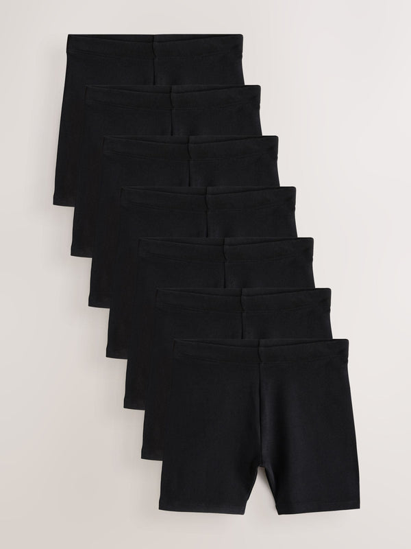 Black 7 Pack Cotton Rich Stretch Cycle Shorts (3-16yrs)