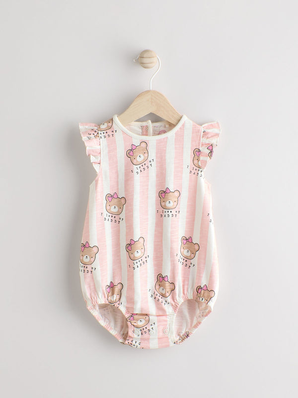 Pink/White Stripe I Love My Daddy Baby Bloomer Romper immediate