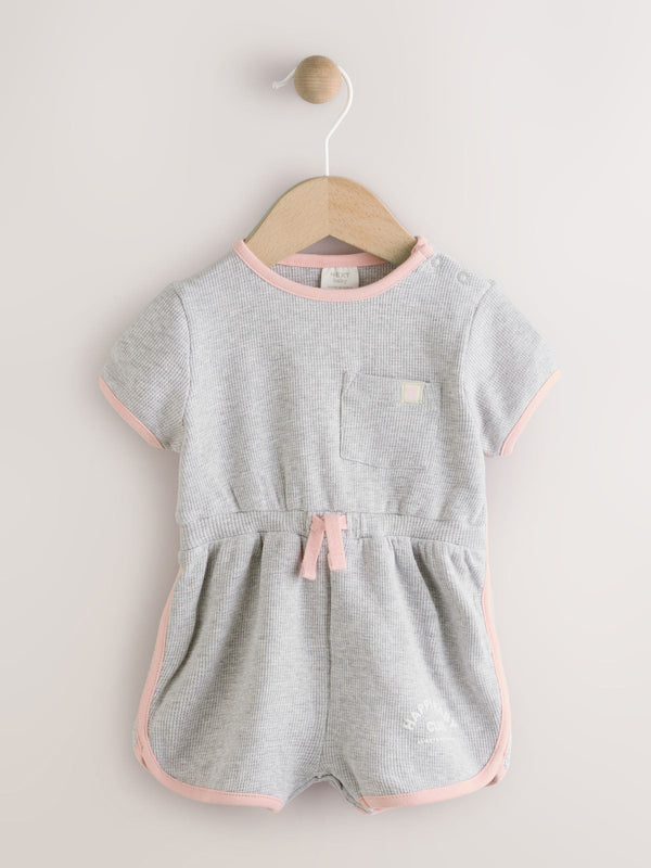 Grey/Pink Jersey Slogan Baby Romper
