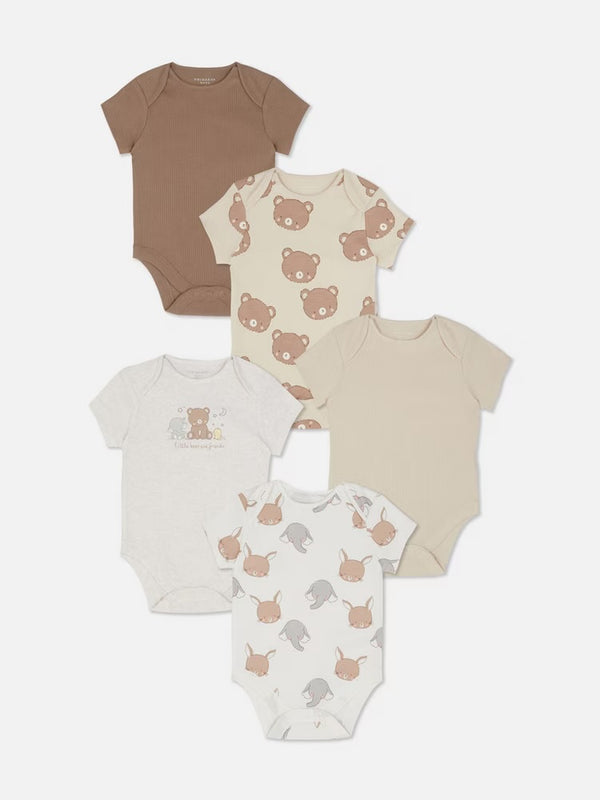 Primark bear 5 pack bodysuits