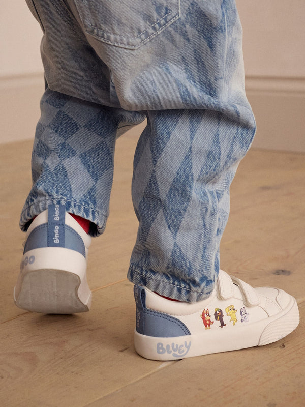 White Wide Fit (G) Bluey Two Strap Touch Fastening Trainers