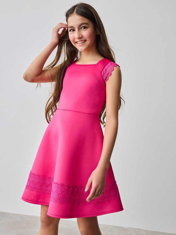 Baker by Ted Baker Pink Lace Detail Scuba Dress