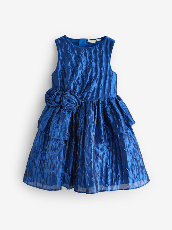 Baker by Ted Baker Blue Cloque Corsage Dress