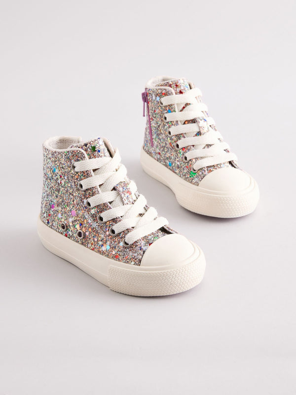 Multi Glitter Standard Fit (F) High Top Trainers