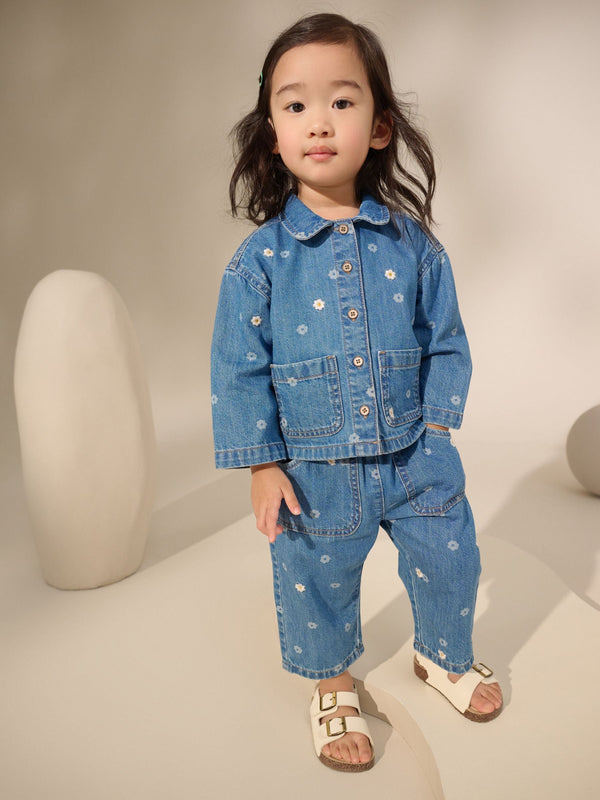 Denim Lightwash Daisy Cord 100% Cotton Jeans (3mths-7yrs)