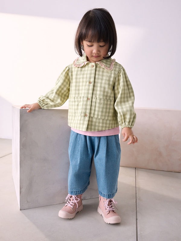 Green Gingham Shirt & Denim Trousers Set (3mths-7yrs)