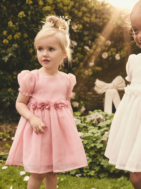 Pink Flower Girl Corsage Dress (3mths-8yrs)