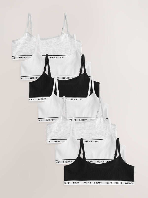 Black/White/Grey Strappy Crop Tops 7 Pack (5-16yrs)