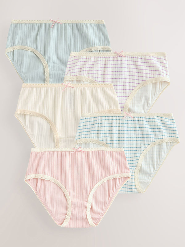 Stripe/Plain Texture Briefs 5 Pack (1.5-16yrs)