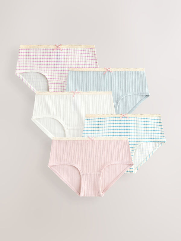 Stripe Pink Texture Hipsters 5 Pack (2-16yrs)