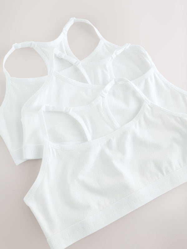 White Strappy Racer Back Crop Tops 3 Pack (5-16yrs)