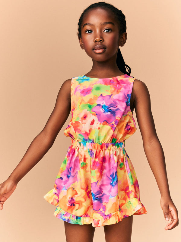 Multi Tie-dye Bow Detail Playsuit (3-16yrs)