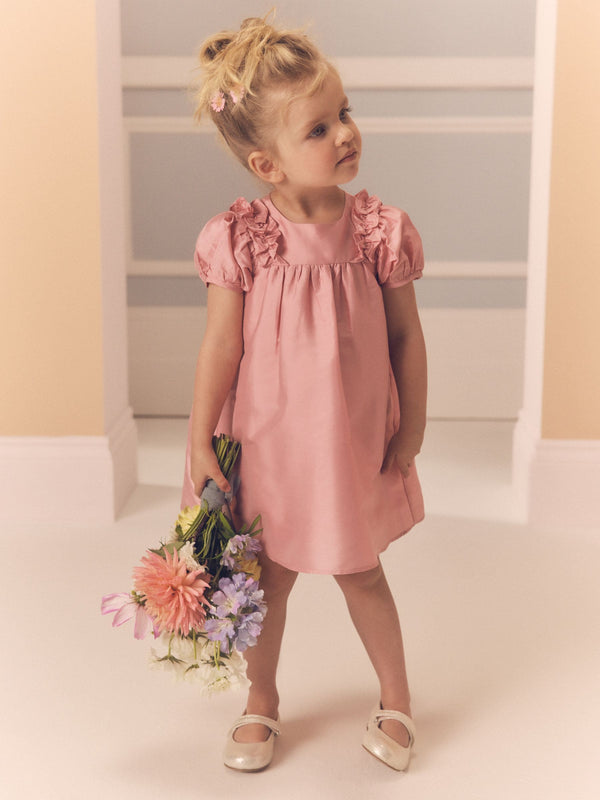 Soft Pink Taffeta Ruffle Party Dress (3mths-8yrs)