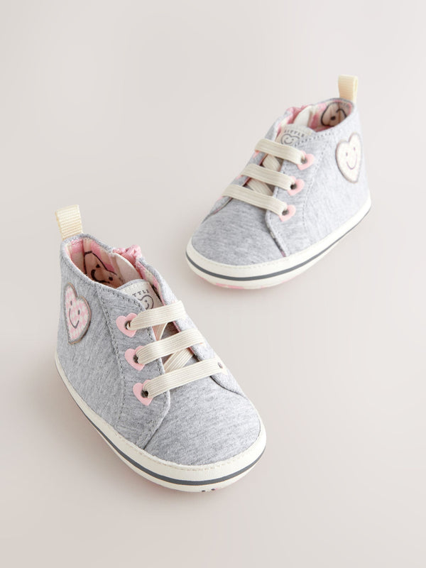 Grey Heart Character High Top Trainers (0-18mths)