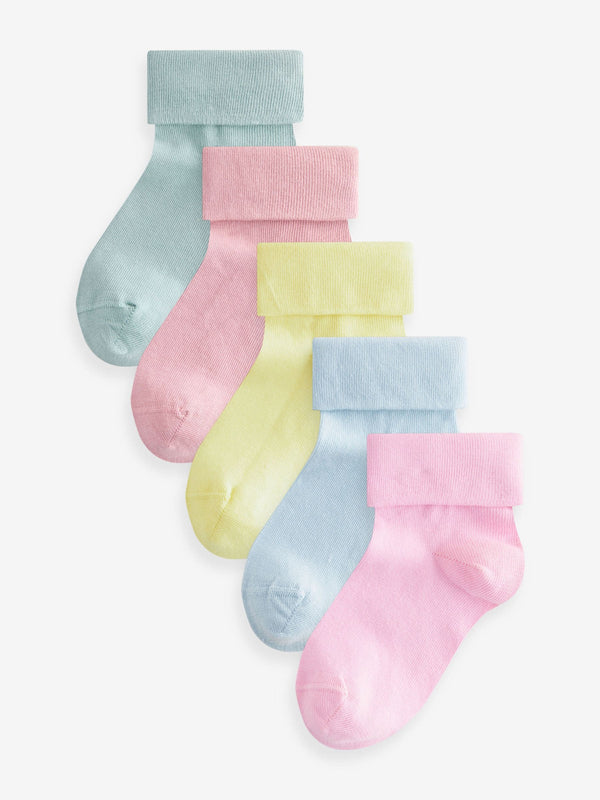 Multi 5 Pack Cotton Rich Roll top Ankle Socks