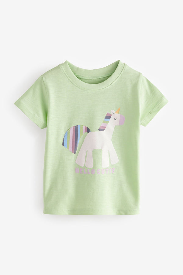 Light Green Unicorn 100% Cotton Short Sleeve T-Shirt (3mths-7yrs)