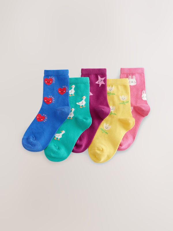 Multi 5 Pack Cotton Rich Character Ankle Socks