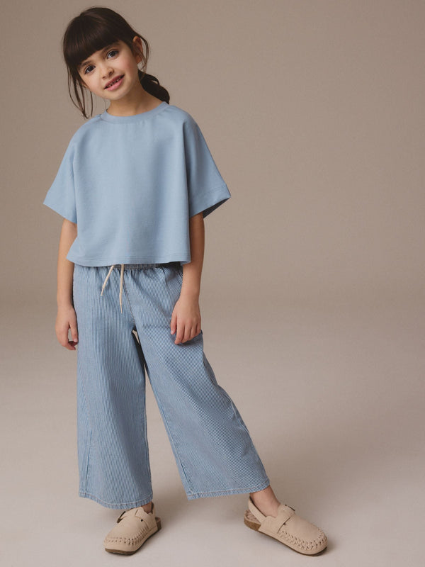 Stripe Pull On Wide Leg Jeans (3-16yrs)