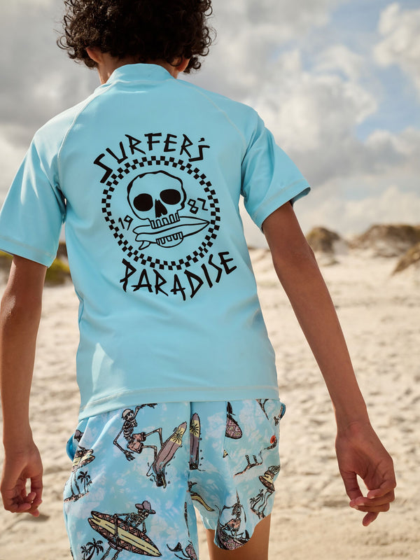 Light Blue Short Sleeve Rash Vest (1.5-16yrs)