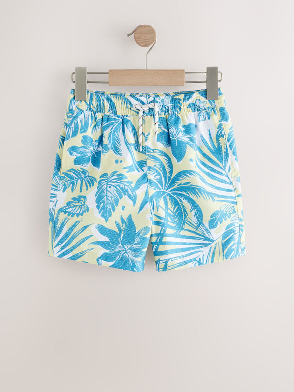 Yellow Palm Printed Swim Shorts (3-16yrs)