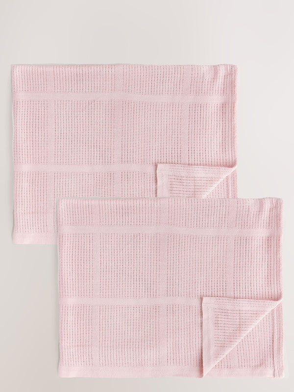 2 Pack Pink 100% Cotton Baby Cellular Blanket