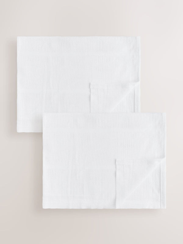 2 Pack White 100% Cotton Baby Cellular Blanket