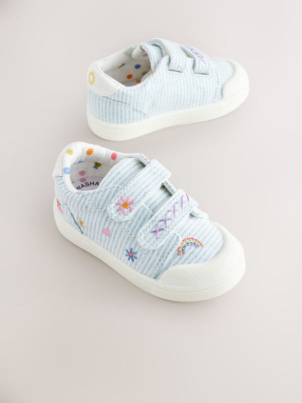 Blue Standard Fit (F) Touch Fasten Strap Machine Washable Trainers