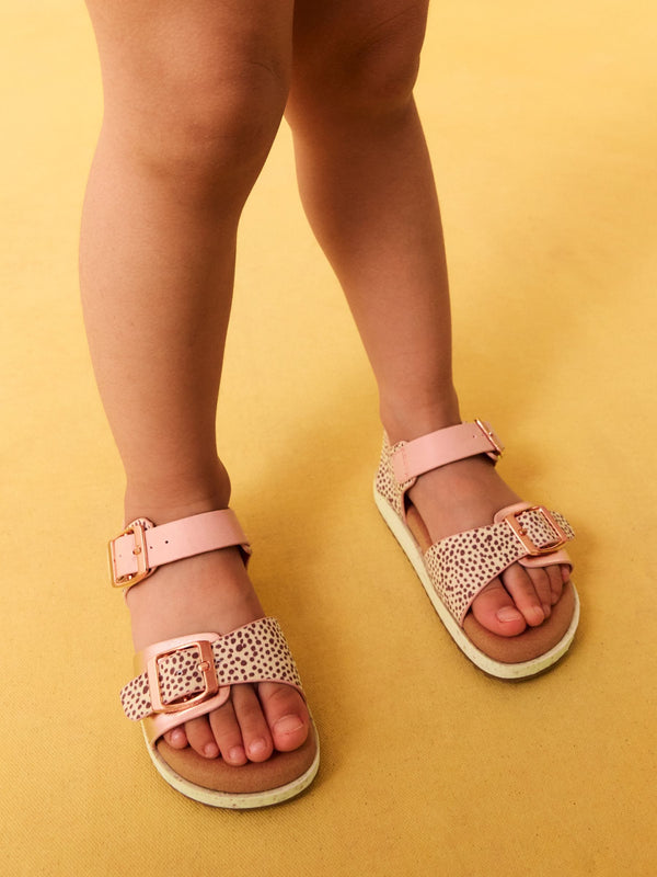 Pink Animal Print Buckle Sandals