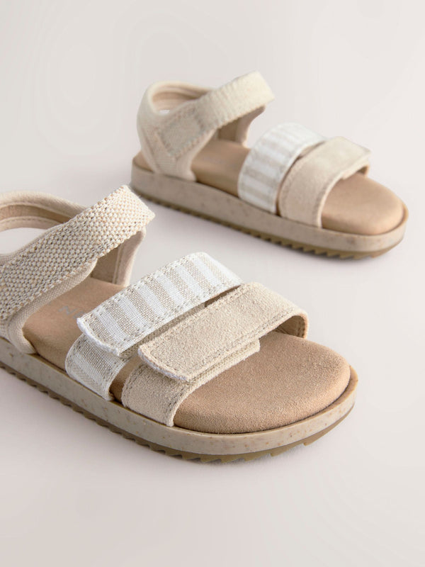 Neutral Stripe Buckle Sandals