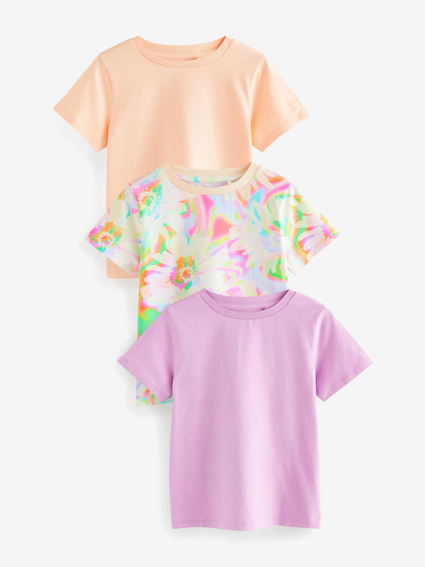 Purple/Orange 3 Pack T-Shirts (3-16yrs)