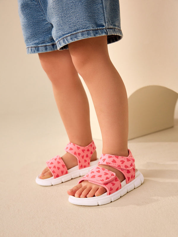 Pink Heart Neoprene Touch Fastening Sandals