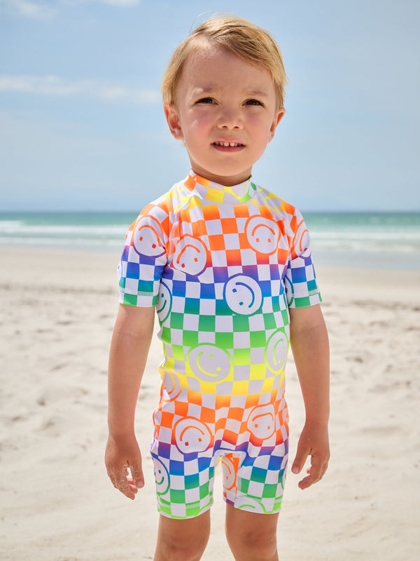Multicoloured Checkerboard Sunsafe All-In-One Swimsuit (3mths-7yrs)