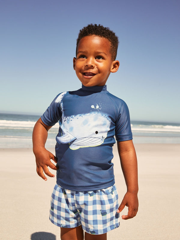 Navy Whale Rash Vest and Shorts Set (3mths-7yrs)