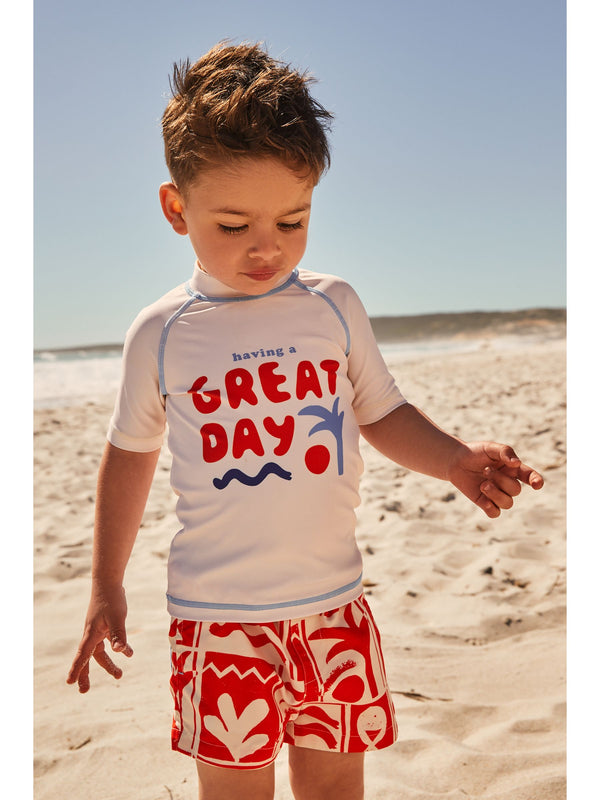 Red/White Rash Vest and Shorts Set (3mths-7yrs)