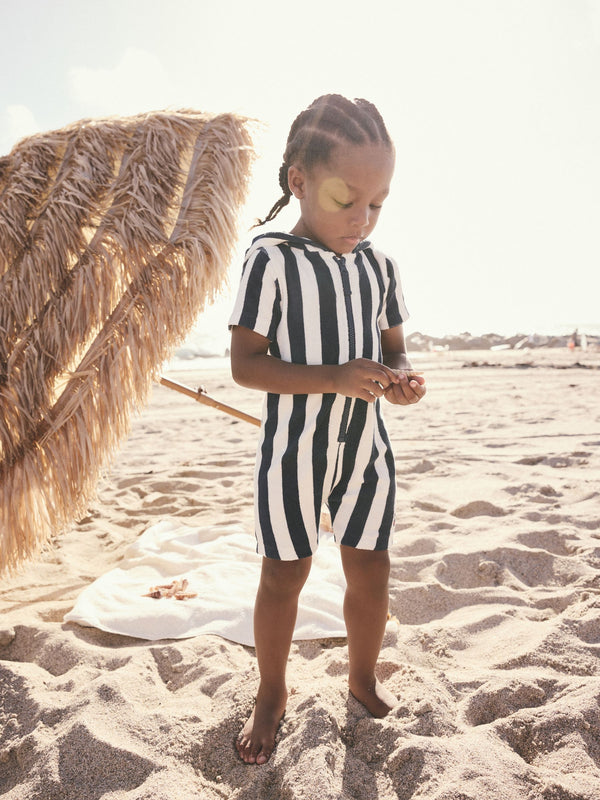 Navy Towelling Zip Through 100% Cotton All-In-One (3mths-7yrs)