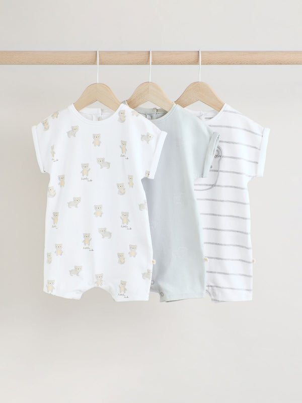 Grey Bear Baby Rompers 3 Pack (0mths-2yrs)