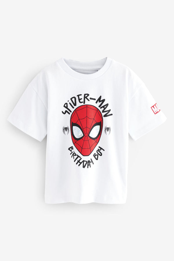 White Spider-Man Short Sleeve Birthday T-Shirt (12mths-8yrs)