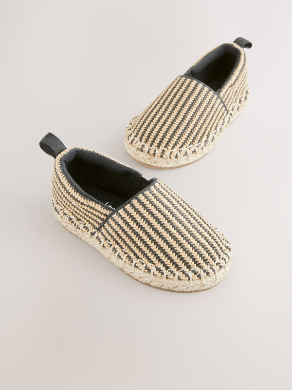 Neutral/Black Stripe Espadrille Shoes