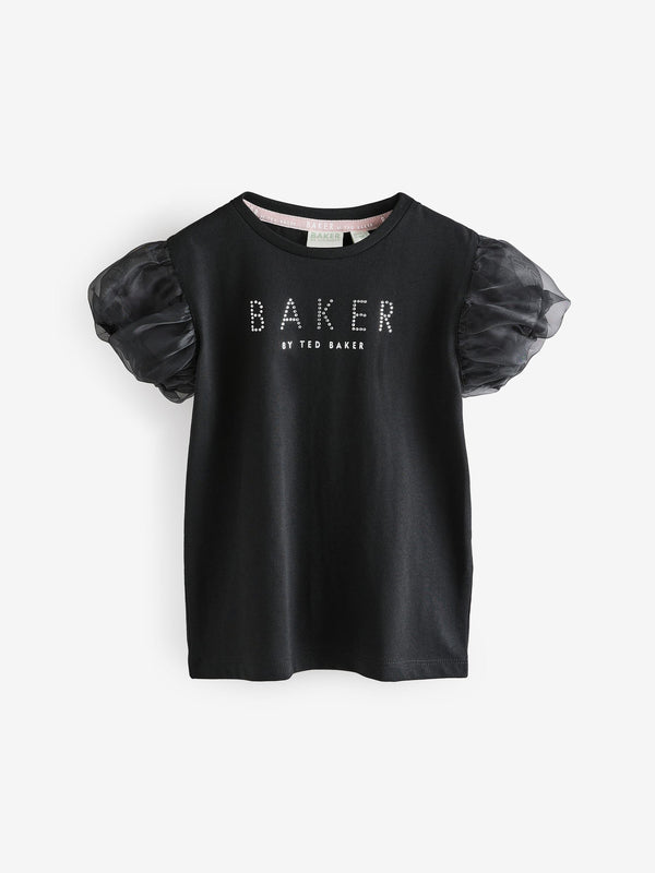 Baker by Ted Baker Organza Sleeve Hotfix 100% Cotton T-Shirt