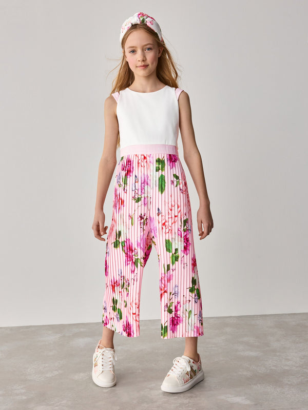 Baker by Ted Baker Pink Pleated Leg Floral Print Jumpsuit