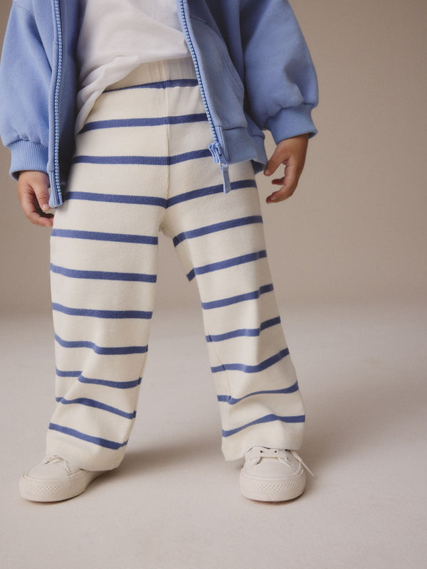 Cream Stripe Ribbed Wide Leg Trousers Leggings (3mths-7yrs)