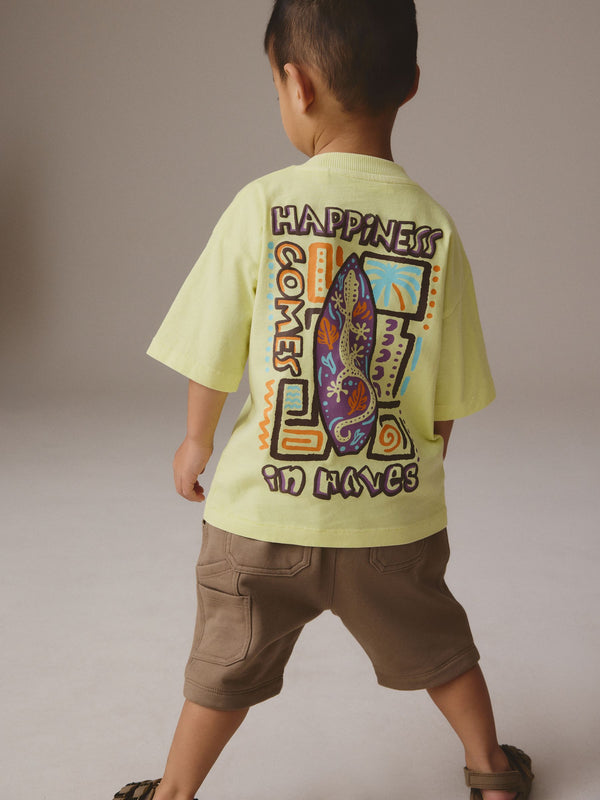 Citrine Yellow Short Sleeve T-Shirt & Carpenter Shorts Set (3mths-7yrs)