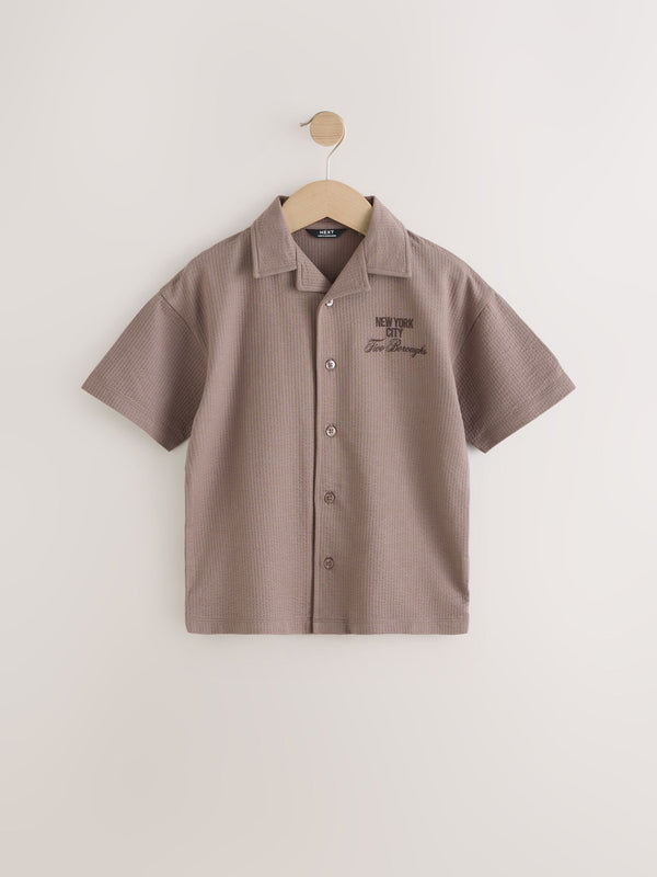 Light Brown Textured Jersey Shirt (3-16yrs)